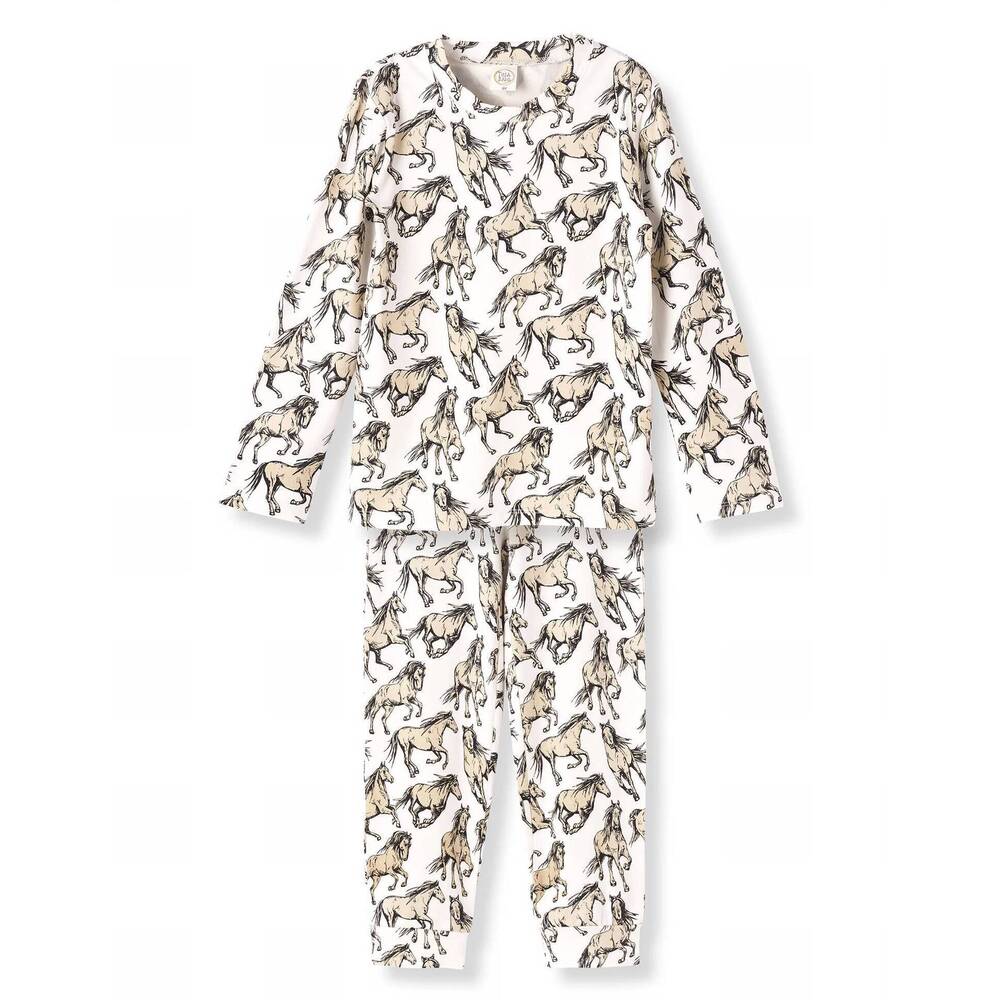 NEW TESA BABE kids wild horses pajama set in white